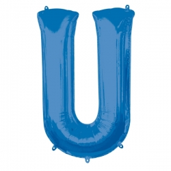 Balon foliowy litera U Niebieski 83 cm